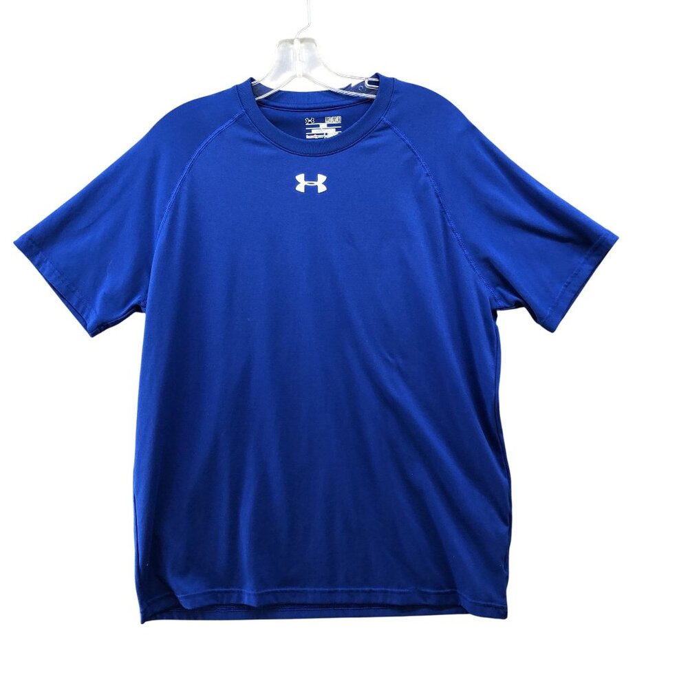Under Armour Heatgear Active T Shirt Mens M Loose Short Sleeve Blue Crewneck